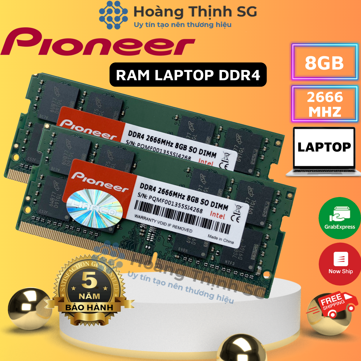Ram Laptop 8GB 16GB DDR4 Bus 2666MHz Pioneer dùng cho Laptop, Chính hãng