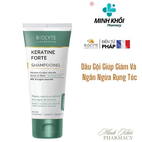 Dầu gội giúp giảm và ngăn ngừa rụng tóc, keratine forte shampooing 200 ml - b12 biocyte
