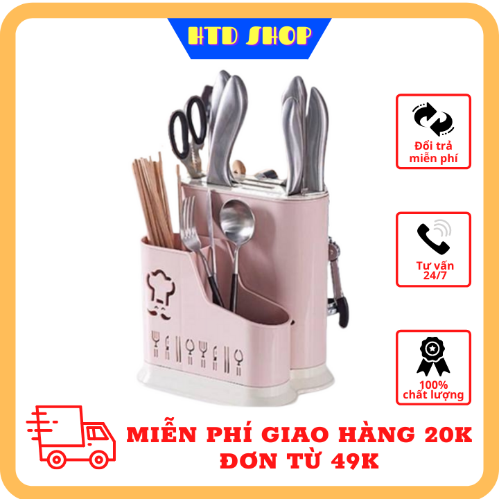 [Xịn - Đẹp] Ống Đũa Thìa Có Móc Treo Kèm Khay Cắm Dao Kéo. Sản Phẩm Nhựa Cao Cấp Việt Nhật
