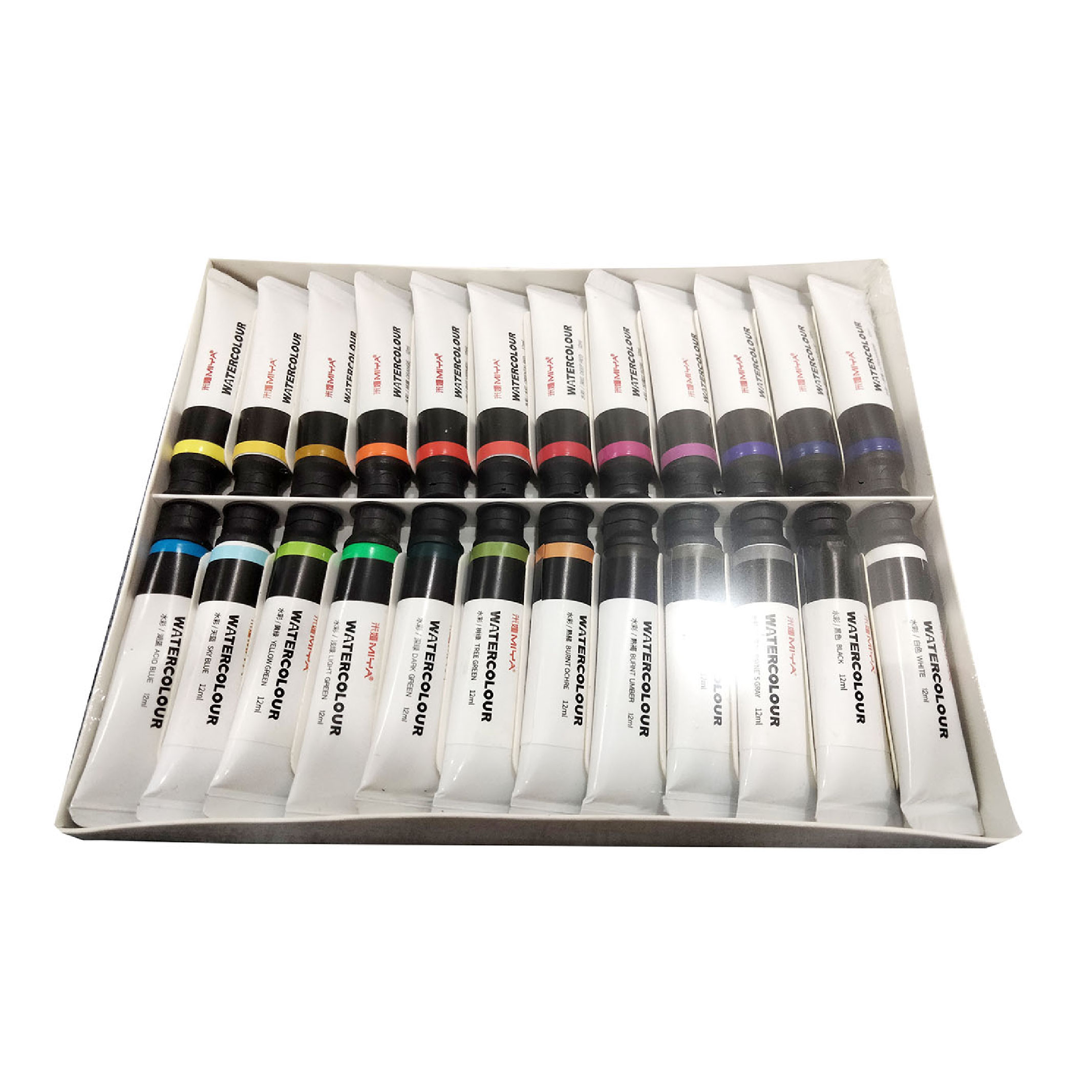 Màu nước Miya 12/18/24 màu dạng tuýp 12 ml, màu sắc tươi sáng, loang màu dễ dàng