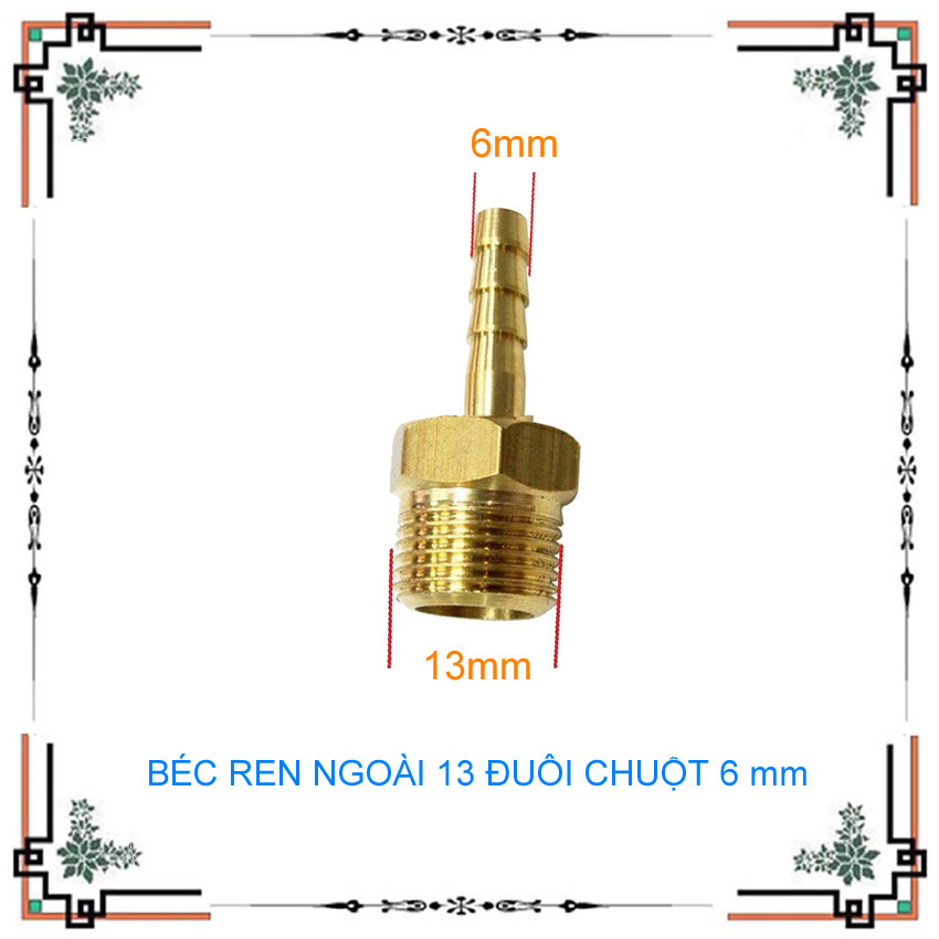 Nối đồng thau răng ngoài 9.6, 13, 17, 21, 27 đuôi chuột 6, 8, 10, 12, 14, 16, 18, 20 li