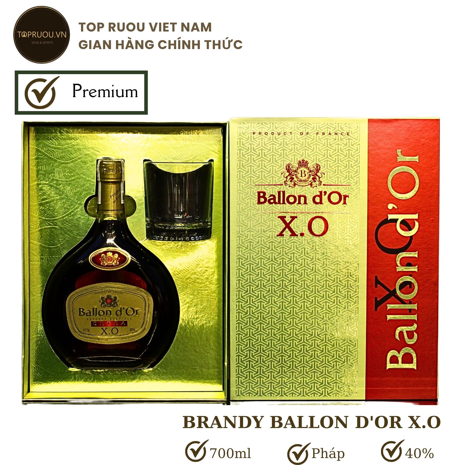 [TopRuouVietNam] Rượu Brandy Xo Ballon D'or - 700ml [Hàng Thật]