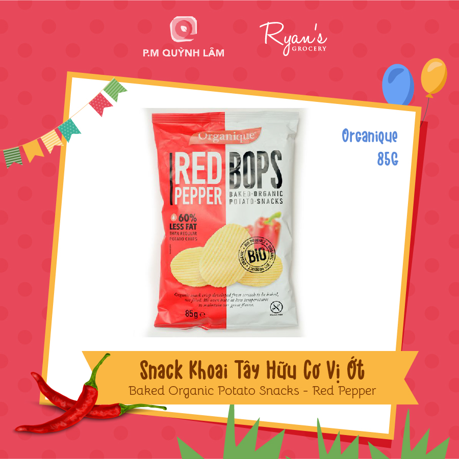 Snack khoai tây hữu cơ vị ớt - Organique 85g