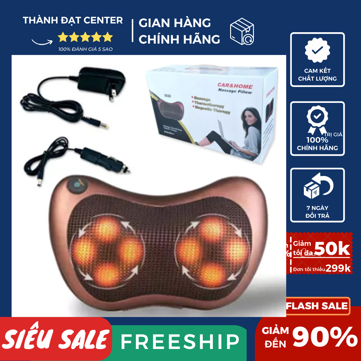 Gối Massage cổ vai gáy Gối massage toàn thân Gối Mát xa hồng ngoại 8 bi thế hệ mới. Thiết Kế Gọn Nhẹ dễ dàng sử dụng tăng cường lưu thông máu thích hợp sử dụng ở nhiều vị