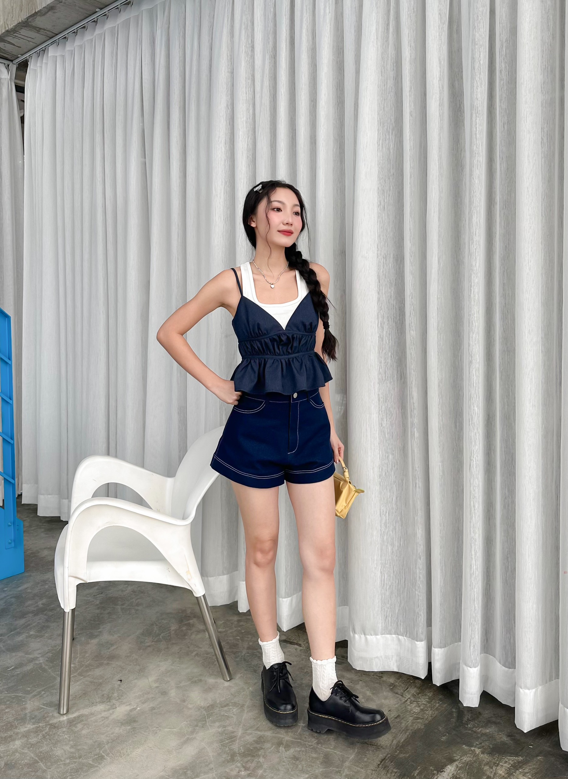 KIDO Quần short jeans thêu chỉ nổi GUMBY SHORTS