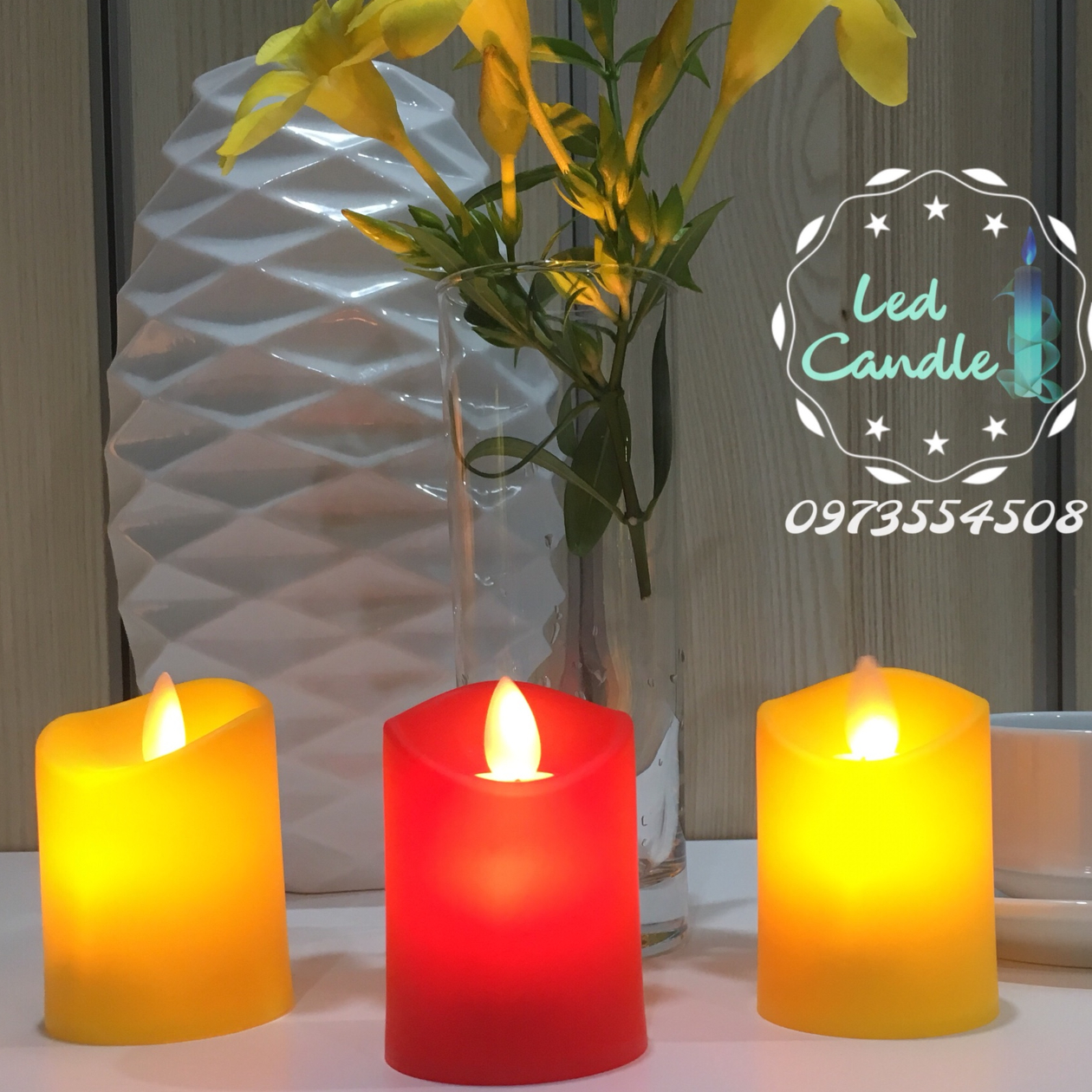 Nến điện tử-đèn cầy điện tử cao 7cm ngọn đèn lắc lư
