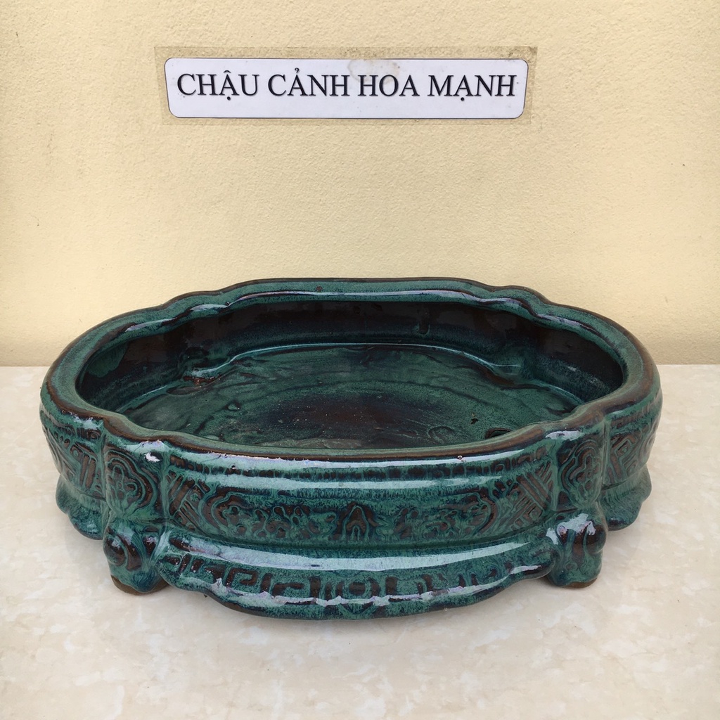 Chậu bể áng mây bonsai sen đá mini men hoả biến gốm Bát Tràng 1 size SP474