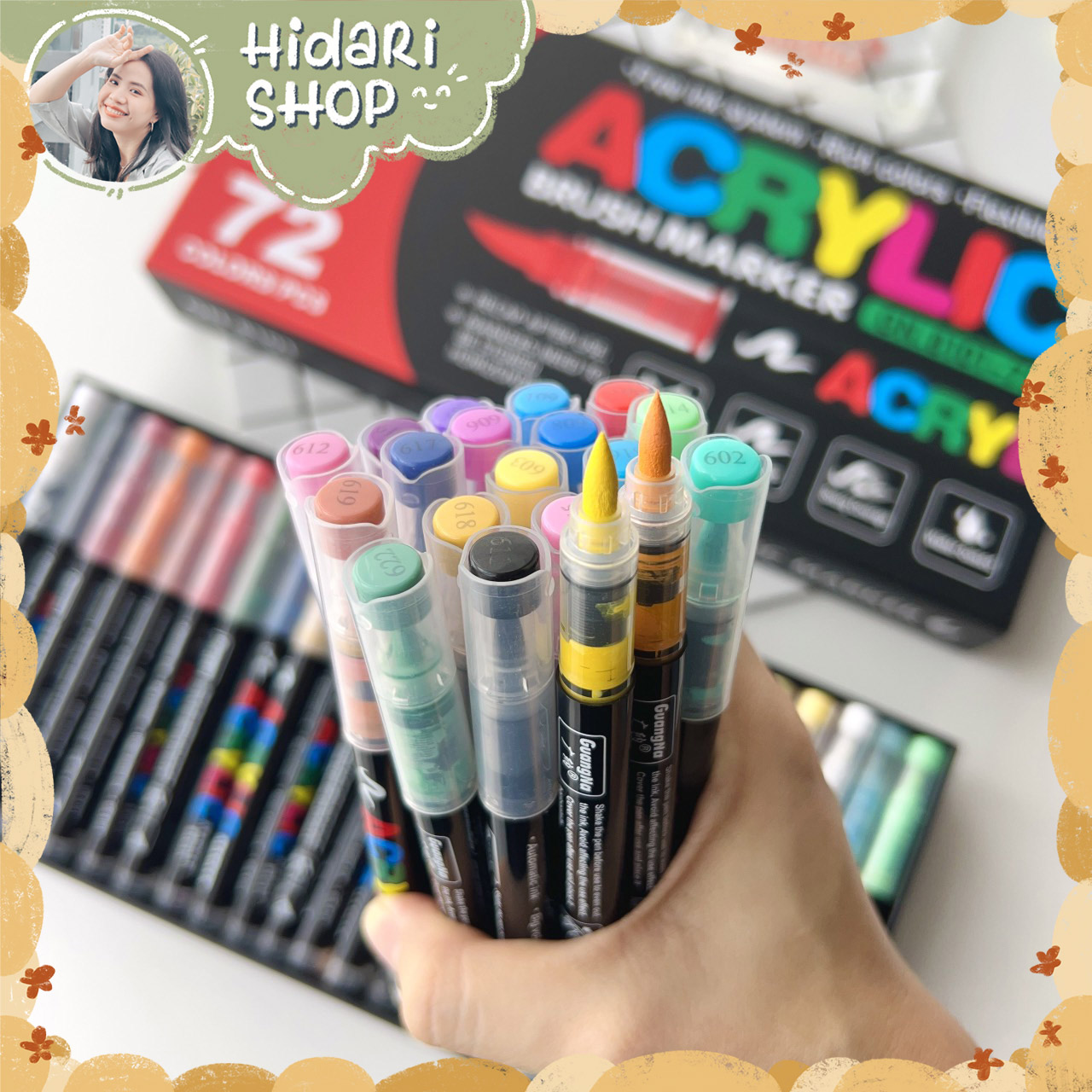  Bút Acrylic Marker Guangna 8101 Nhiều Mực Đầu Brush Độ Che Phủ Cao Vẽ Trên Nhiều Vật Liệu- Hidari 