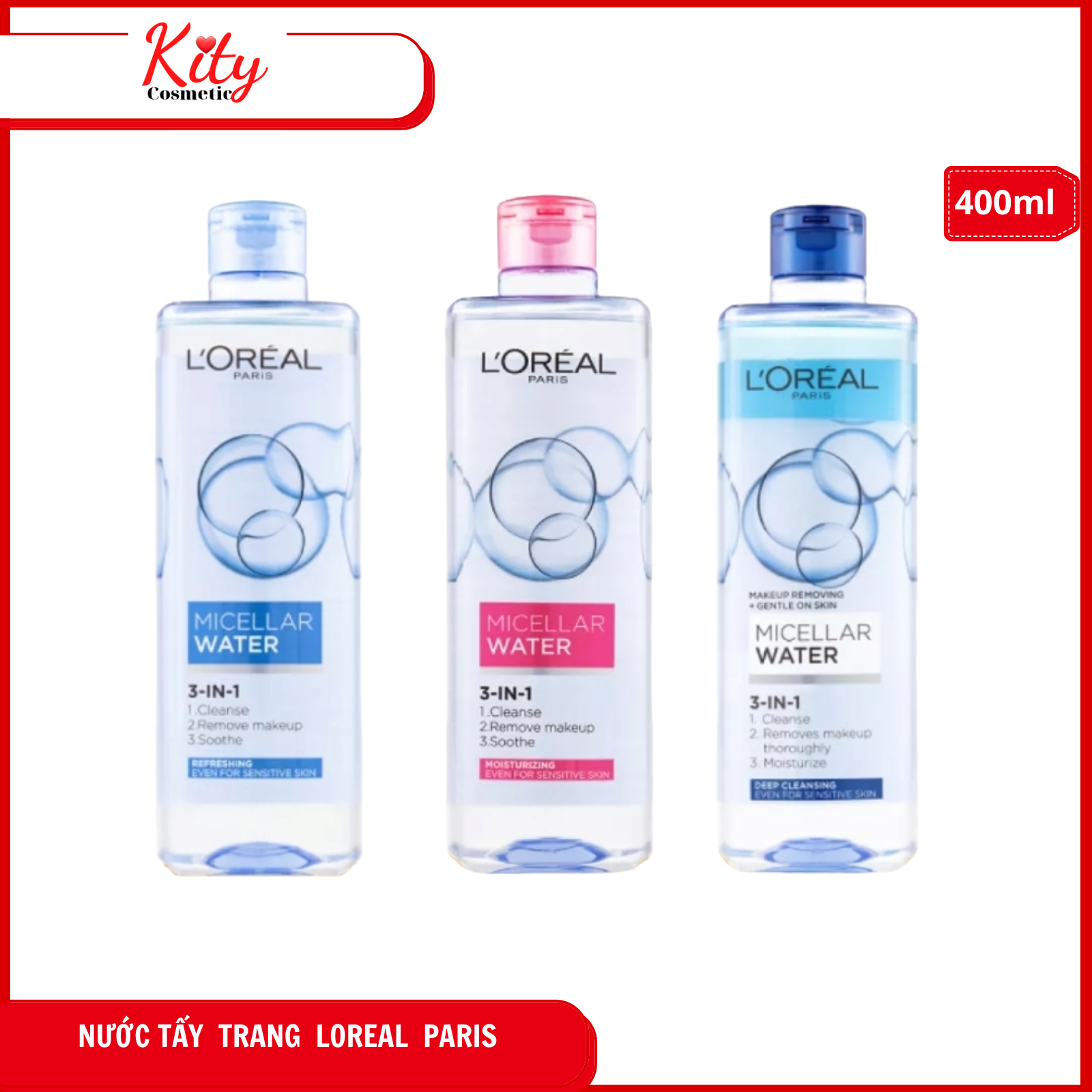 Nước tẩy trang Loreal - LOreal Paris 3-in-1 Micellar Water 400ml