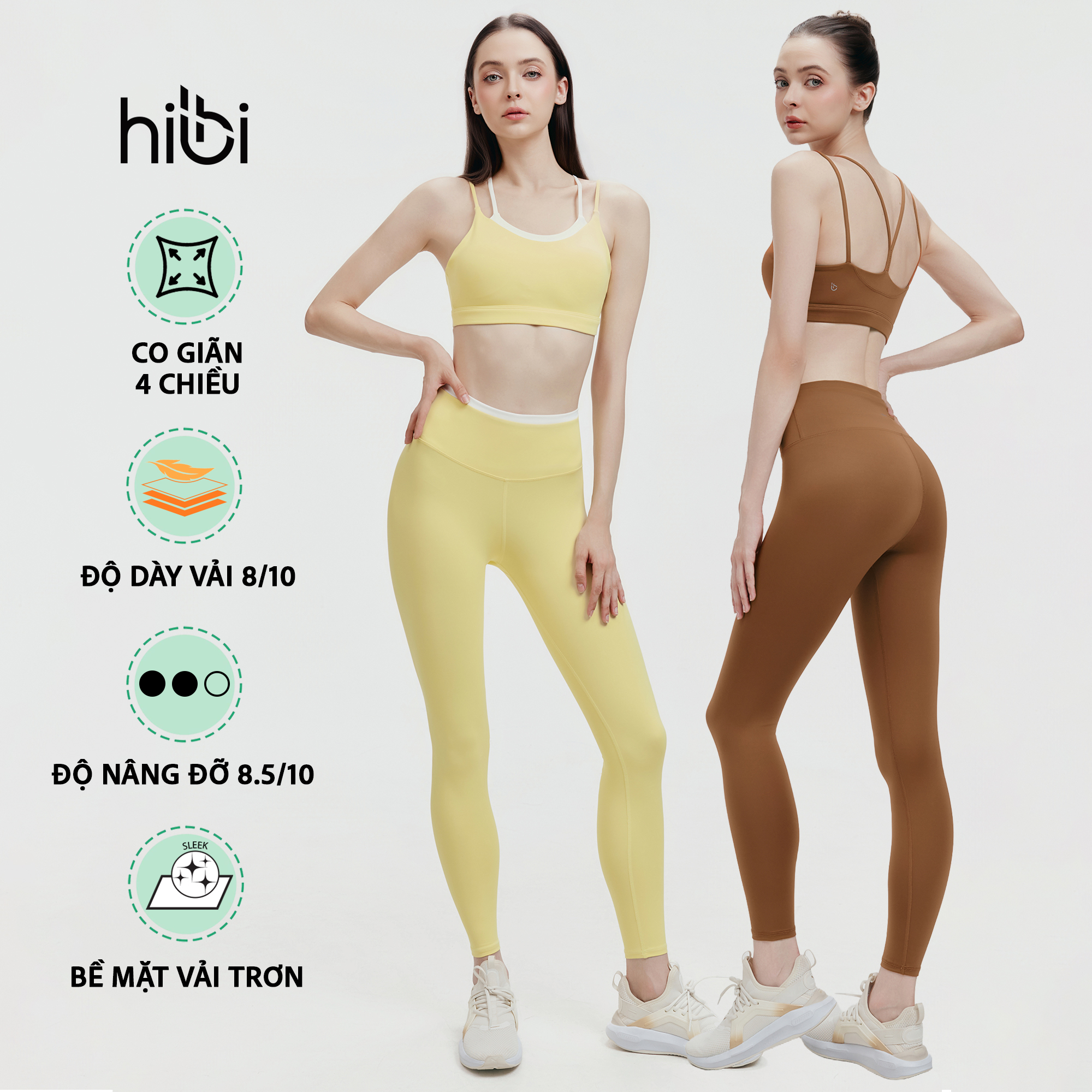 Bộ tập Yoga Pilates Hibi Sports áo bra BA531 & quần dài QD336, vải Luxury High Spandex, kèm mút đệm