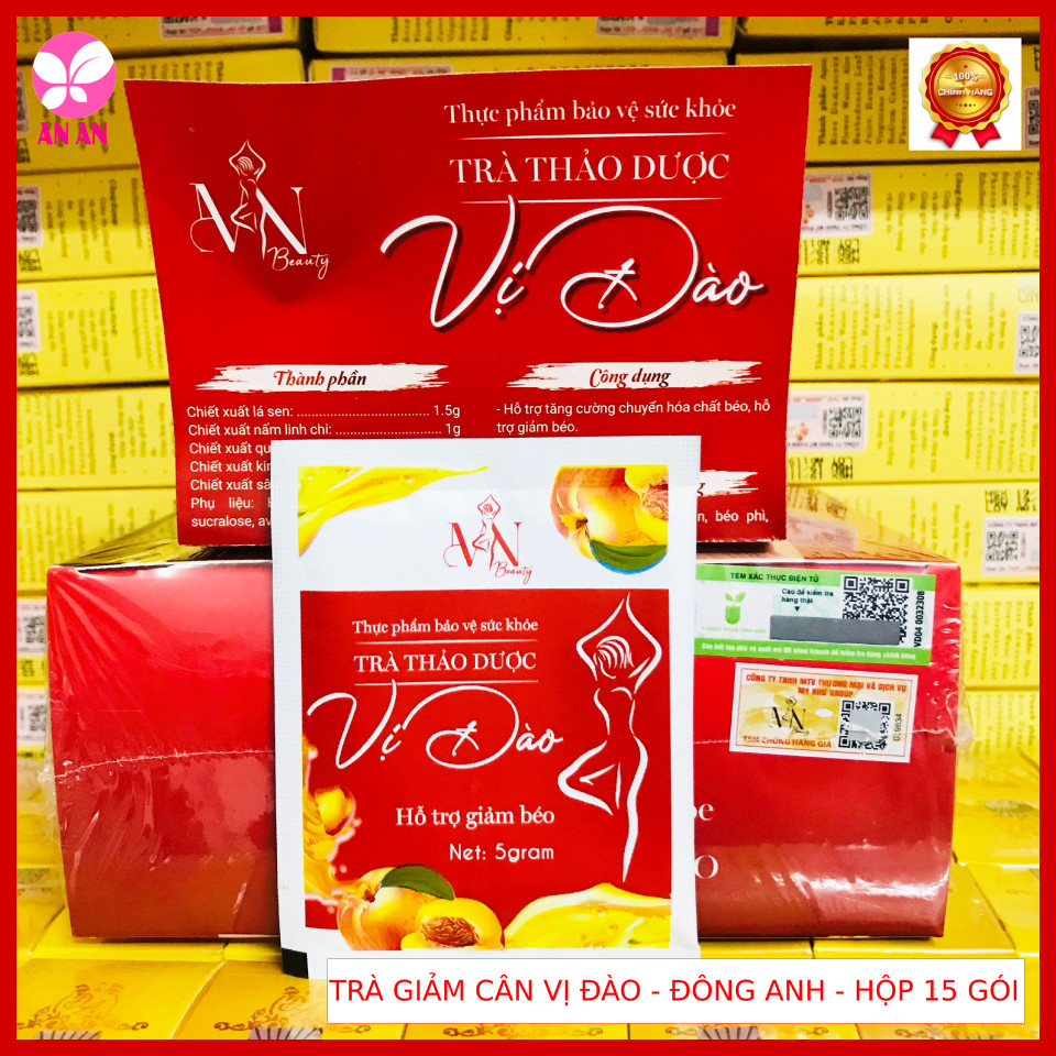 TRÀ GIẢM CAN VỊ ĐÀO HỘP 15 GÓI GIẢM TỪ 3-4 KÍ SAU 1 LIỆU TRÌNH