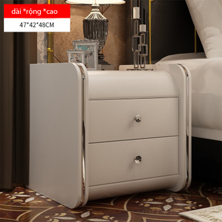 Tủ đầu giường 2 ngăn kéo giả da sần cao cấp - Kệ để đồ hiện đại đặt góc tường, góc sofa - Tủ đựng đồ sách báo, mỹ phẩm