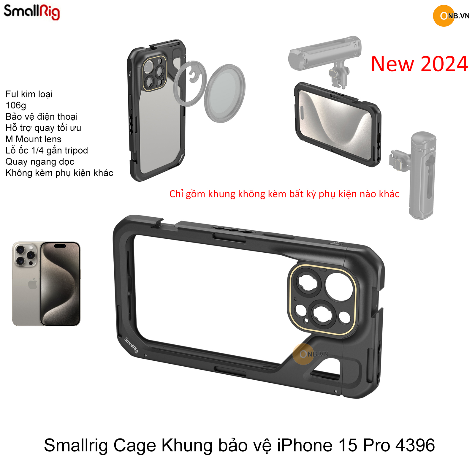 Smallrig cage khung bảo vệ iphone 15 pro 4396
