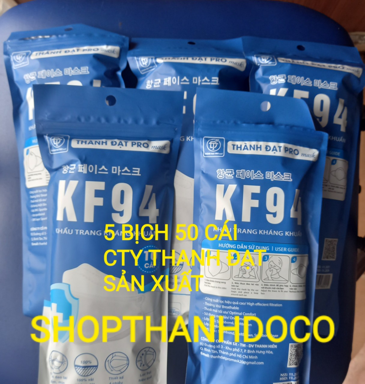 Khẩu trang kf94 thành đạt trắng