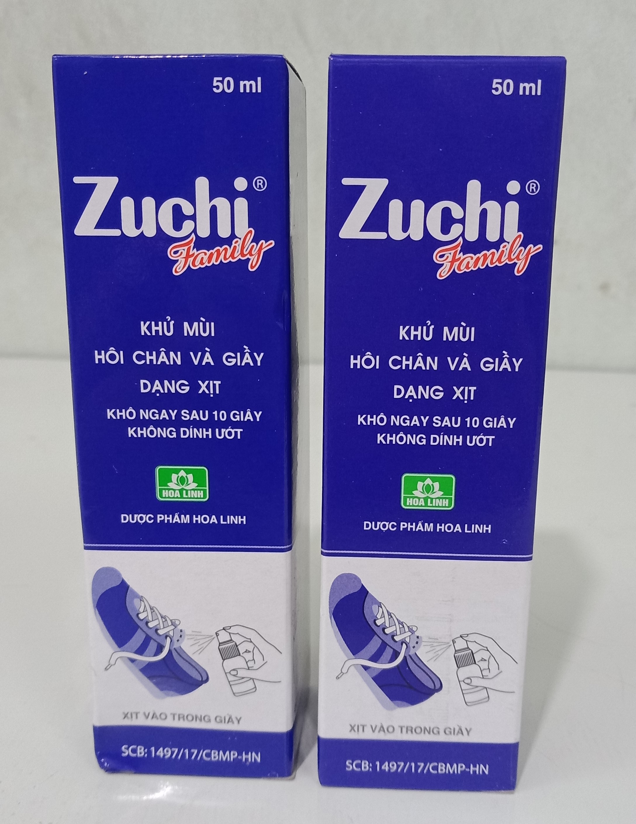 Combo 2 chai ZUCHI – Xịt khử mùi giày (50ml)