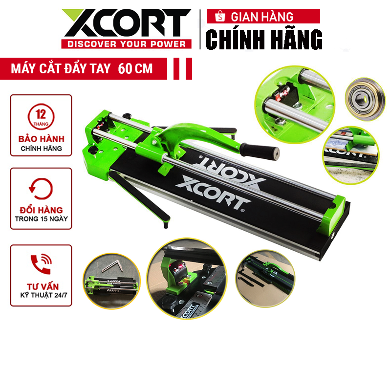 Máy cắt gạch-Máy cắt gạch bàn đẩy tay 600mm XCORT Có đèn Laser