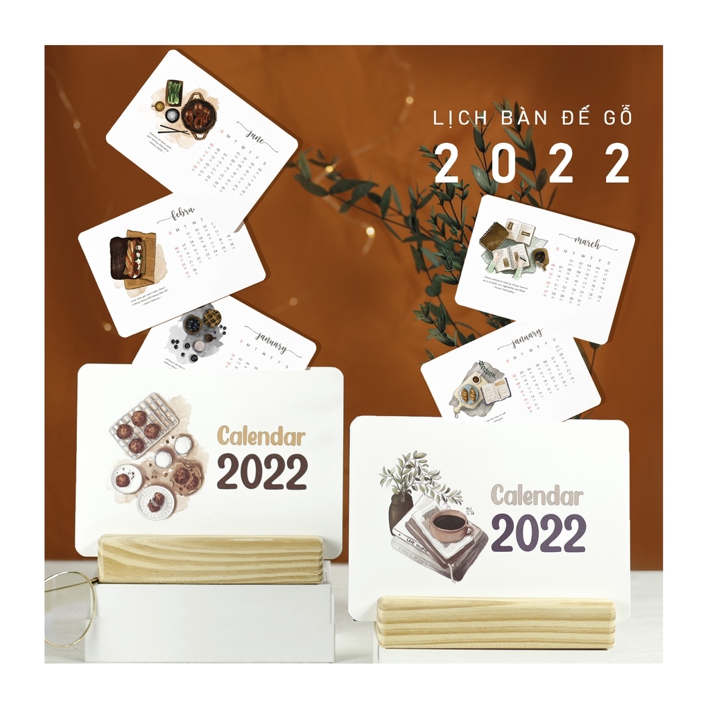 hot LỊCH BÀN ĐẾ GỖ 2022 - Có lịch âm - STHM stationery