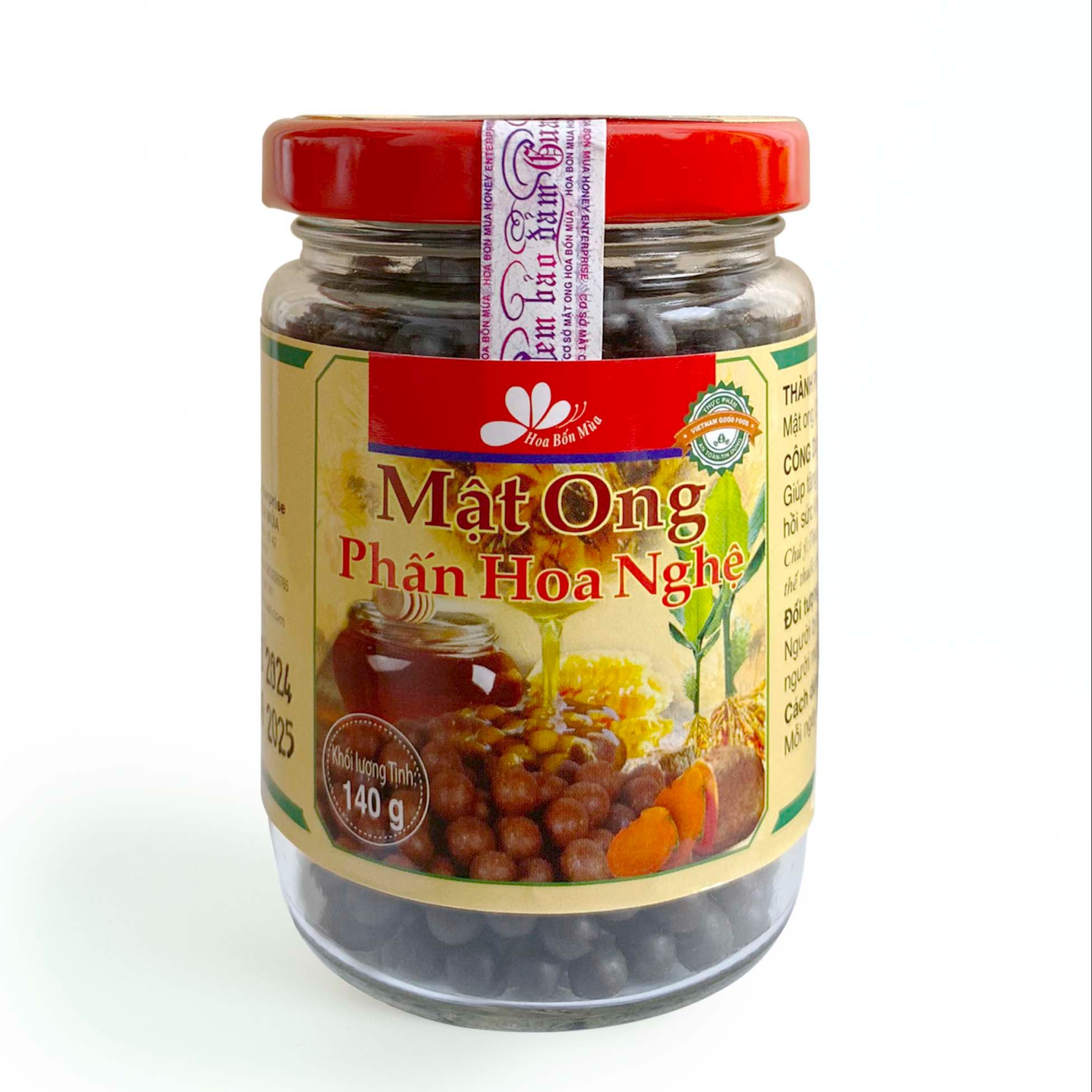 CAO CẤP - Mật Ong Phấn Hoa Nghệ Nguyên Chất 100%  (140g) - Mật Ong Hoa Bốn Mùa