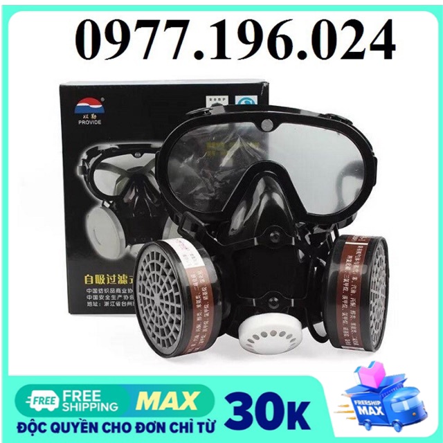 Mặt nạ phòng độc 2 phin liền kính chống hoá chất tối ưu