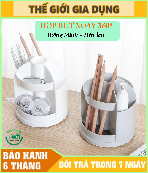 Hộp đựng bút, Hộp đựng viết để bàn hàng đẹp có thể xoay 360* tiện dụng