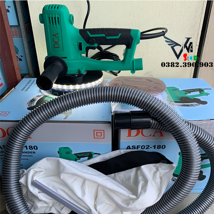 Máy xoa tường 180mm có đèn 750w dca asf02-180 - máy chà nhám tường