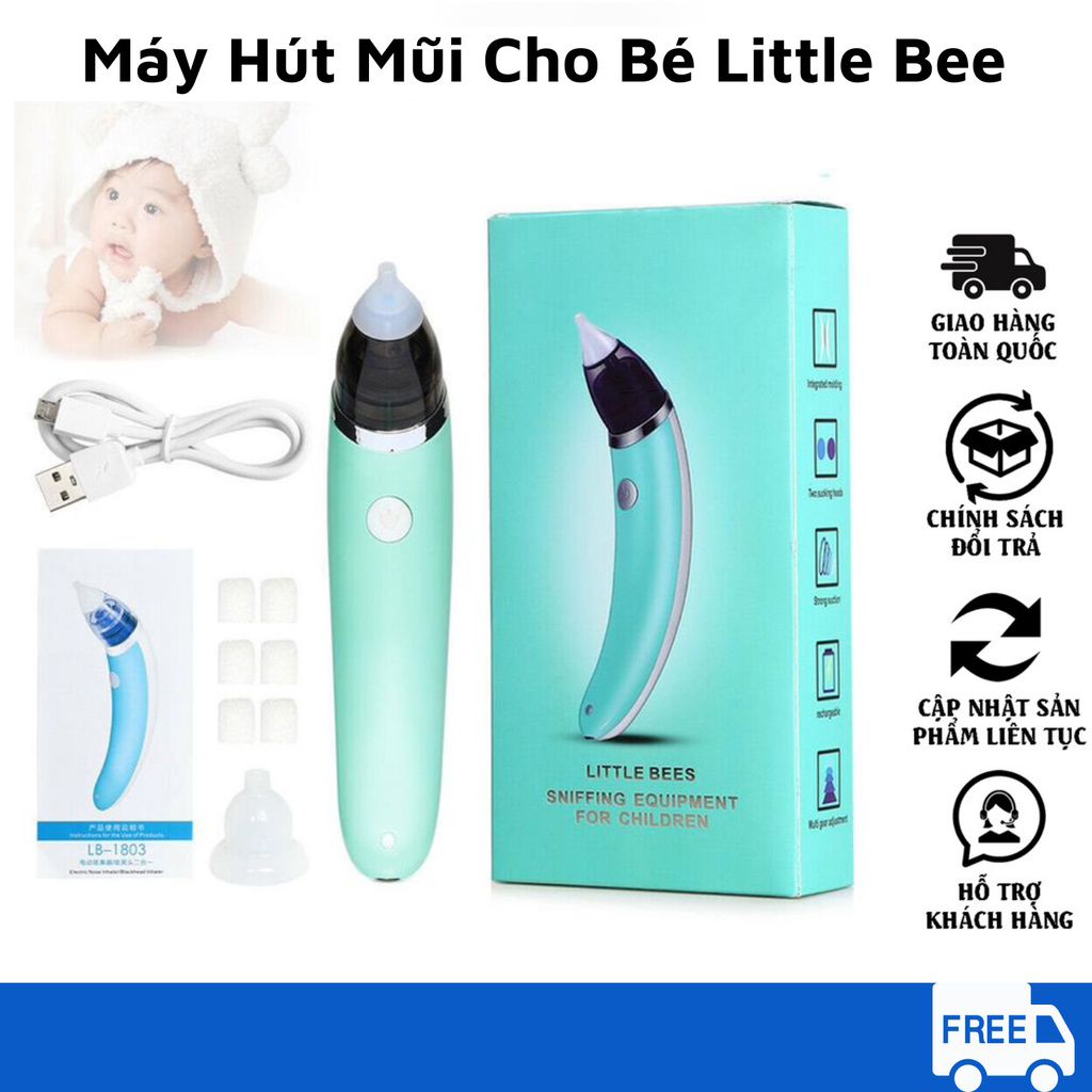 Máy Hút Mũi, Máy Hút Mũi Trẻ Em, Dụng Cụ Hút Mũi Cho Bé - Máy hút mũi cho bé Little Bee, đầu hút Silicon Lực hút mạnh mẽ không gây đau, không làm bé khóc an toàn cho bé yêu