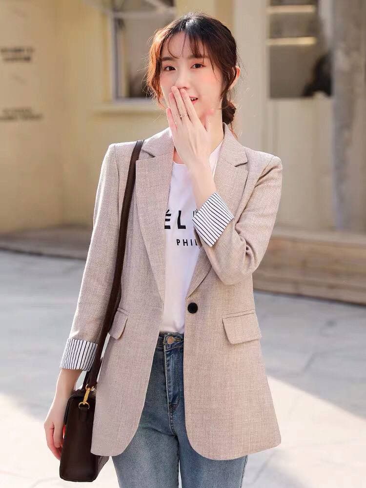 Áo Khoác Blazer Áo Vest 2 lớp blazer tay dài form rộng phong cách Hàn Quốc cho nữ