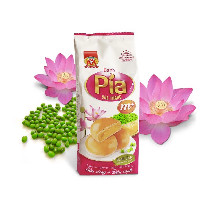 360g Bánh PÍA chay M đậu xanh SẦU RIÊNG tươi, CÓ 4 BÁNH 90g trong MỘT TÚI, KHÔNG CÓ trứng muối, thơm nhẹ SẦU RIÊNG chín tự nhiên – mát mát ĐẬU XANH – NGỌT VỪA