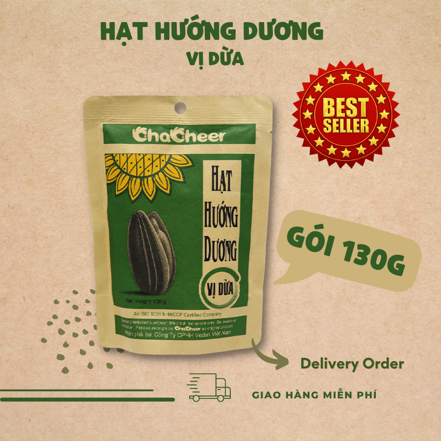 [GÓI 130G] Hạt Hướng Dương Chacheer thơm giòn béo ngậy, hạt hướng dương vị dừa gói 130g, Date mới - Local Food