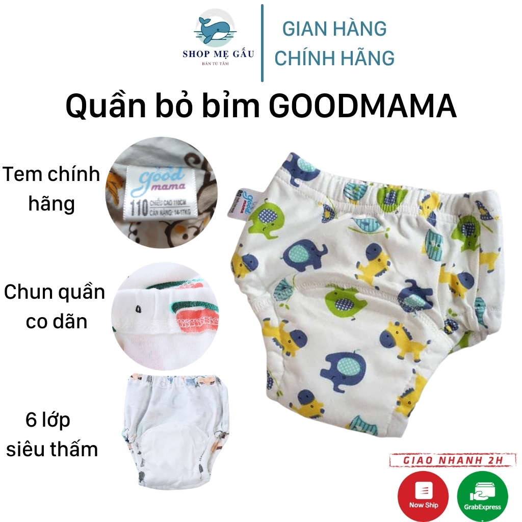 Quần bỏ bỉm, tã vải cho bé GOOD MAMA 6 lớp siêu thấm, mềm mịn thông thoáng tuyệt đối