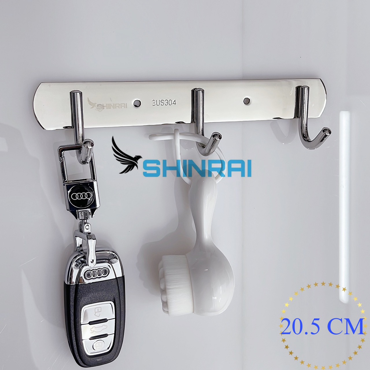 Móc treo đồ đa năng , móc treo quần áo nhà tắm inox sus304 shinrai 3 móc