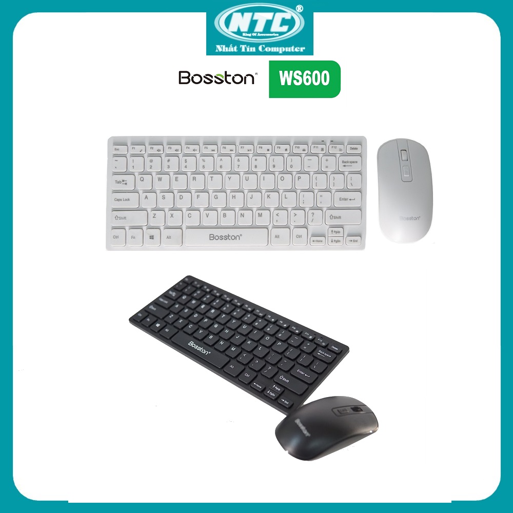 Bộ bàn phím và chuột không dây Wireless mini Bosston WS600 - phím bấm cực êm - Hãng phân phối chính thức - Nhất Tín C