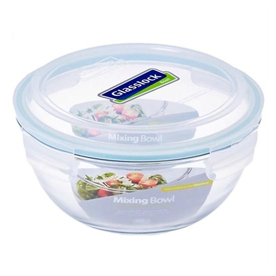 Hộp thủy tinh cường lực Glasslock, hình tròn có nắp nhựa 1000ml, kín hơi, an toàn, đa năng, Made in Korea