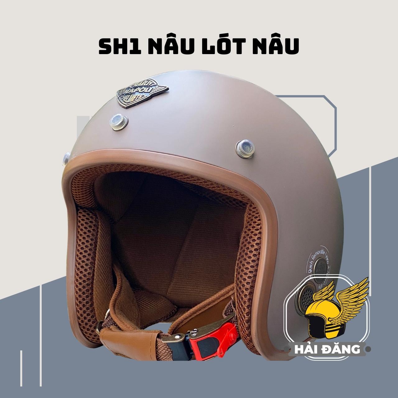 [HCM][DEAL SỐC] Mũ Bảo Hiểm 3/4 Napoli SH Chính hãng (54 - 58 cm) - Nâu Lót Nâu - Bảo hành 12 Tháng