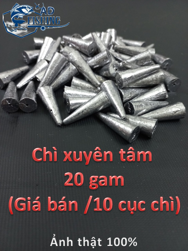 10 cục chì xuyên tâm 20g câu cá siêu rẻ