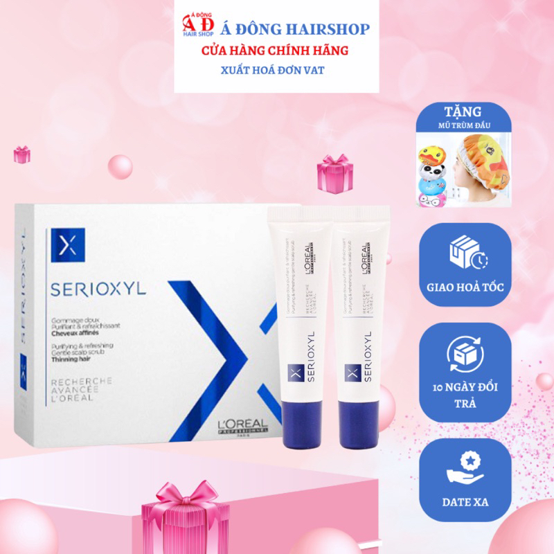 Dưỡng chất tẩy da đầu chết loreal serioxyl purifying refreshing scalp hộp 15ml*10