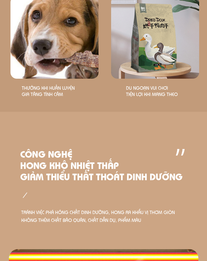Thức ăn cho chó và mèo thịt vịt xấy khô doclie|Thức ăn vặt cho chó|Thức
