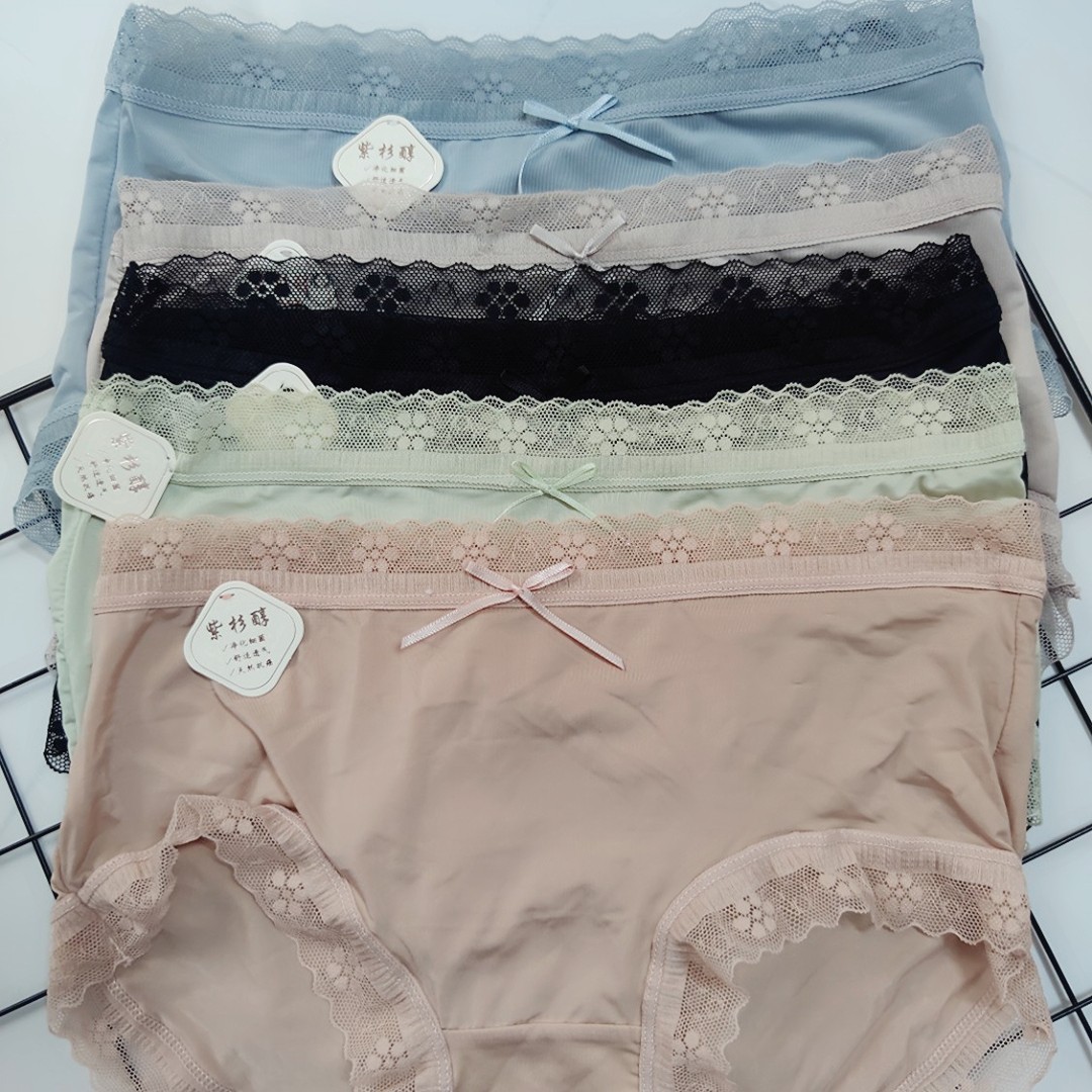 SET 5 Quần lót nữ su lụa cao cấp điều hòa, phối ren hoa mềm mại kháng khuẩn freesize