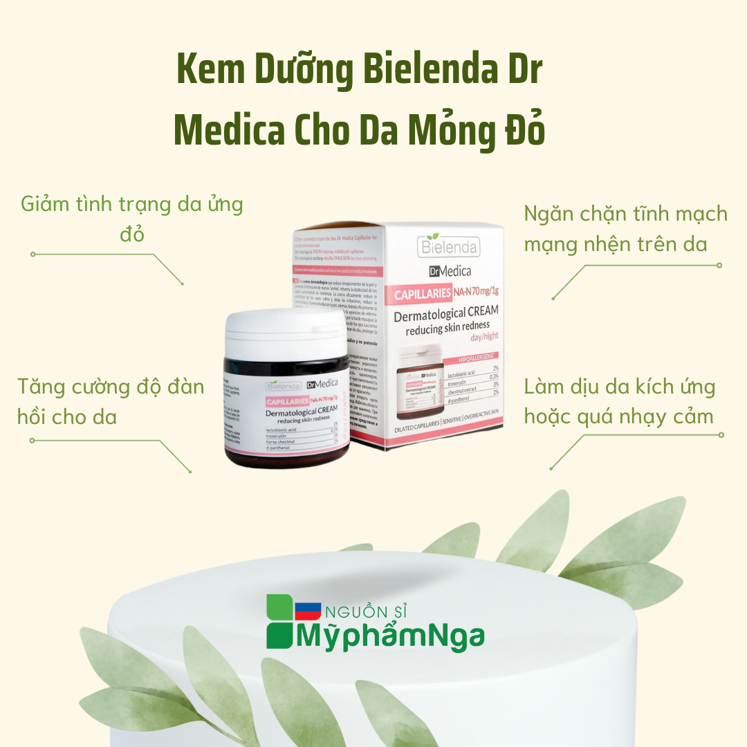Kem dưỡng Bielenda Dr Medica cho da mỏng đỏ giãn mao mạch nhạy cảm