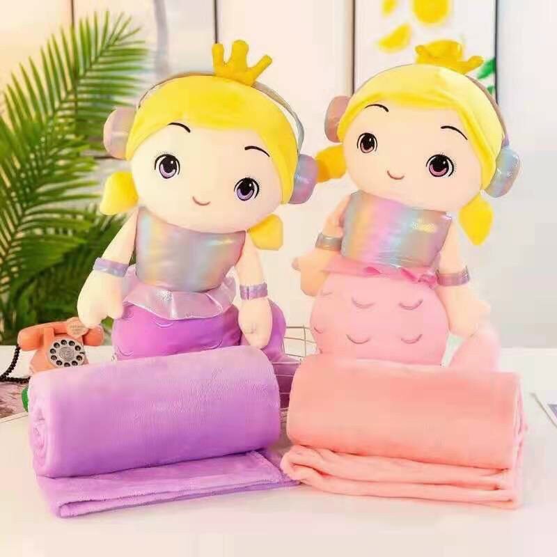Sét gấu bông có mền 3in1 hình nàng tiên cá