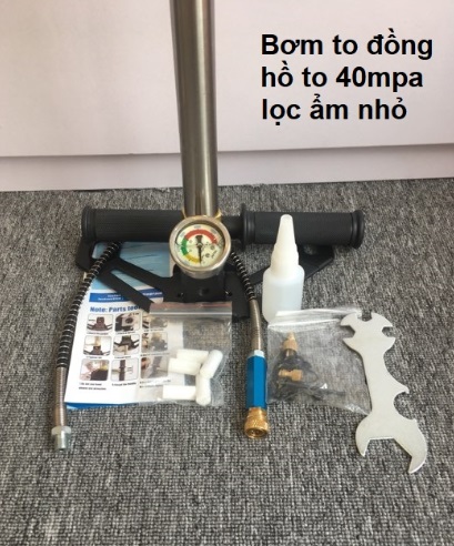 Bơm tay cao áp inox đồng hồ 40mpa lọc ẩm nhỏ hàng cao cấp - 40Mpa 2020 ( loại 1) Chân gập đặc biệt