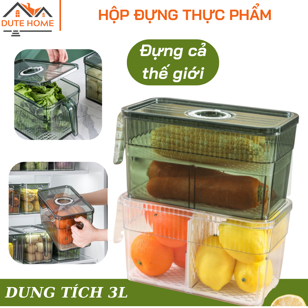 Hộp đựng tủ lạnh hộp đựng thực phẩm giòn cấp độ hộp đựng có tay cầm tủ đông hộp đặc biệt trong suốt hoàn thiện nhà bếp rau củ