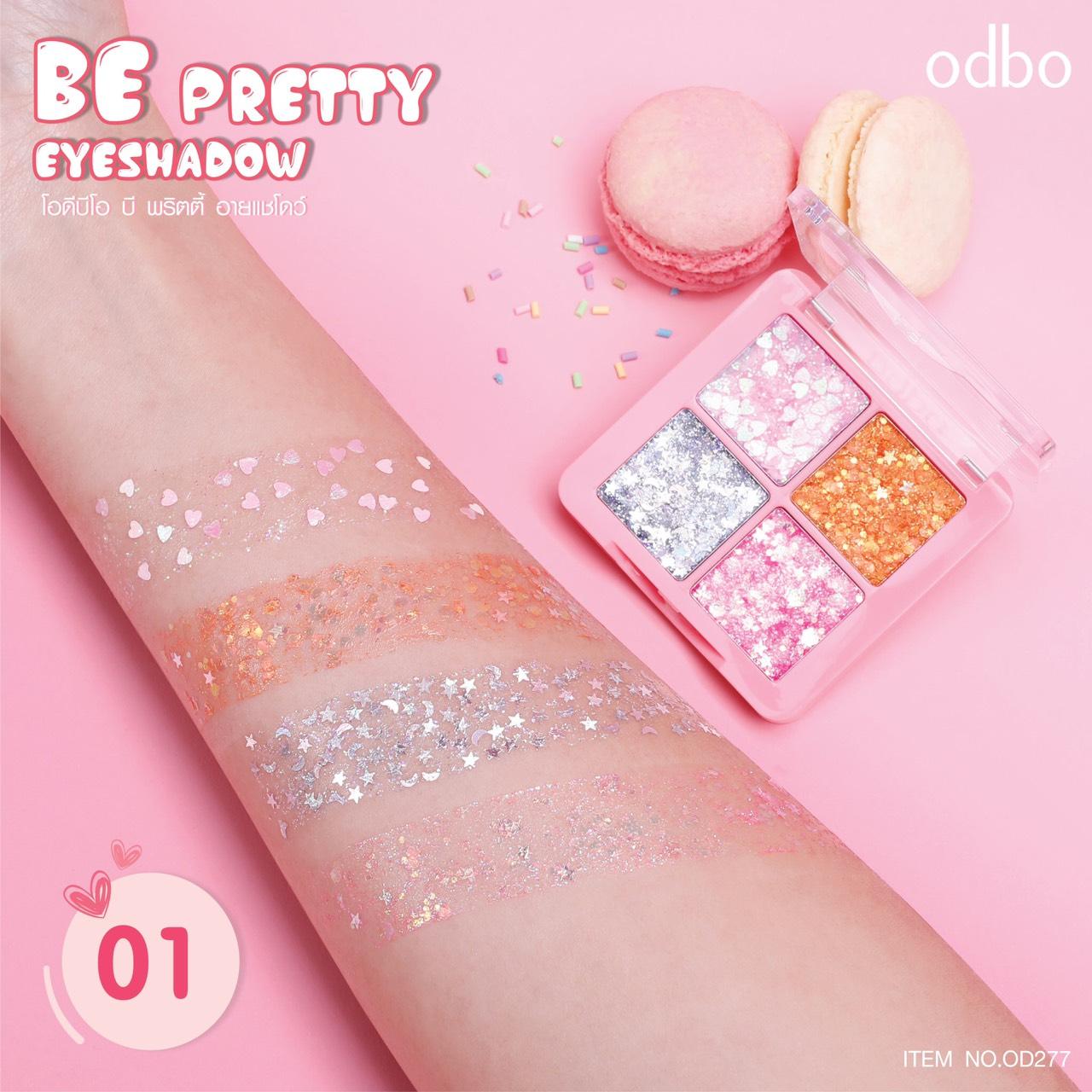Phấn nhũ mắt kim tuyến 4 ô Odbo Be Pretty Eye Shadow Thái Lan