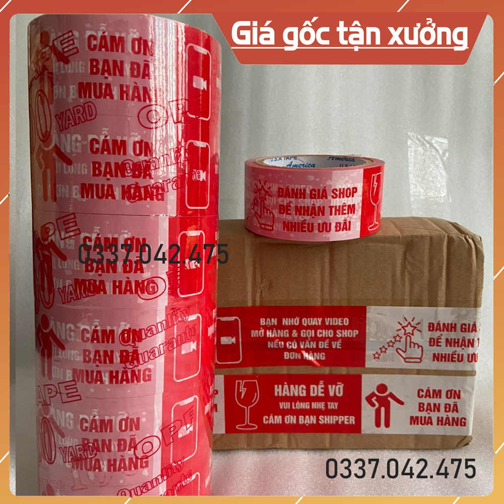 Combo 6 cUỘN BĂNG KEO NIÊM PHONG HÀNG DỄ VỠ CẢM ƠN ĐÃ MUA HÀNG THANK YOU