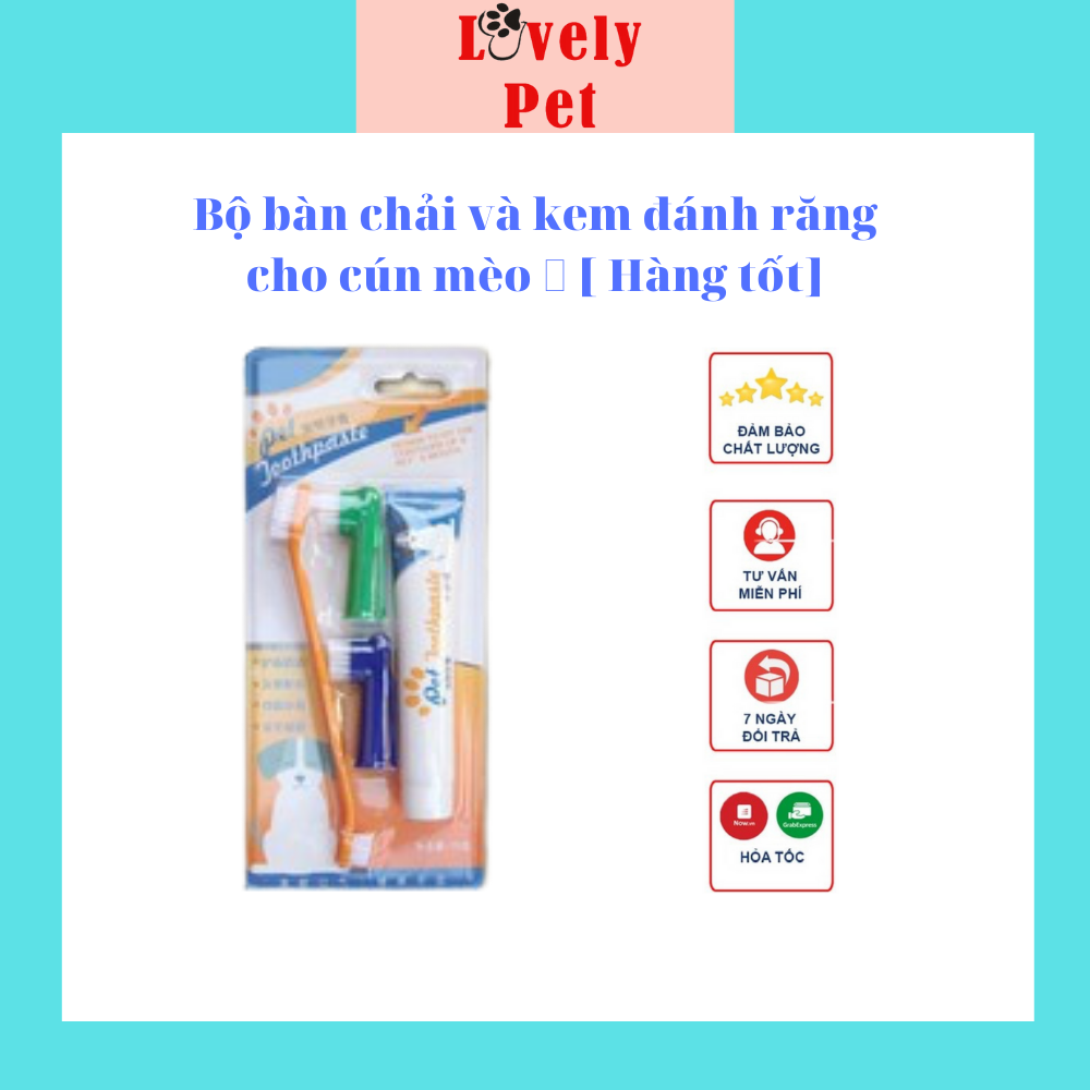 Bộ bàn chải và kem đánh răng cho cún mèo 🐶 [ Hàng tốt]