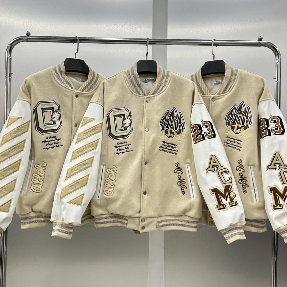 Áo Khoác bomber Off White Ac Milan Varsity Jacket Áo bomber jacket OW x AC Milan - Bomber Off-White offwhite