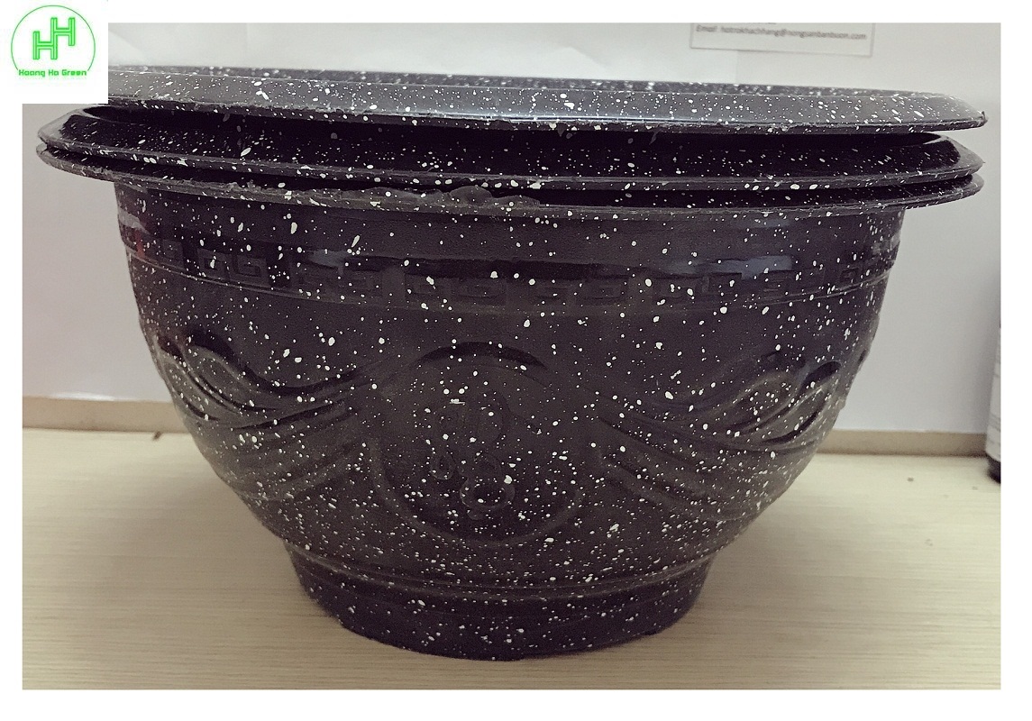 3 Chậu Nhựa Trồng Hoa, Cây Cảnh Giả Đá Đen Trường Hải T320