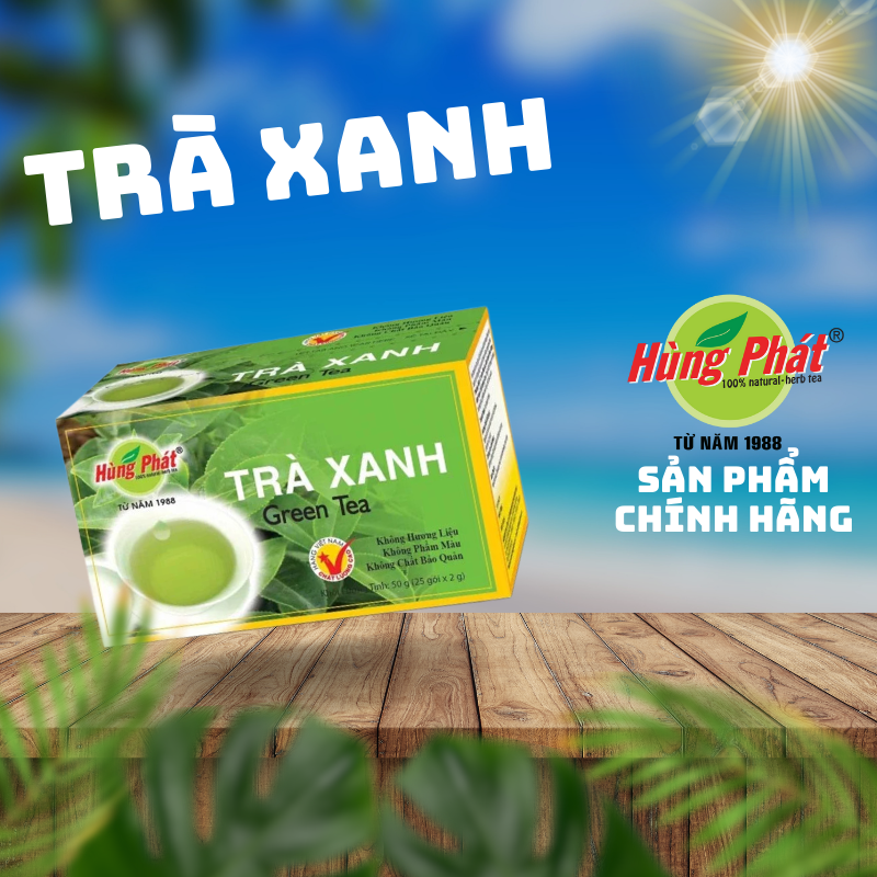 Trà Xanh Túi Lọc Nguyên Chất Hộp 25 Gói - Thương Hiệu Hùng Phát