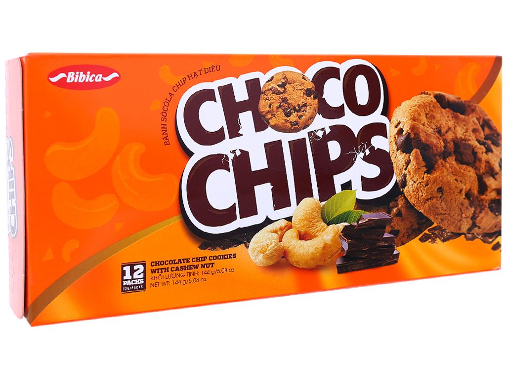 Bánh quy choco chip hạt điều Choco Chips hộp 144g - 02478