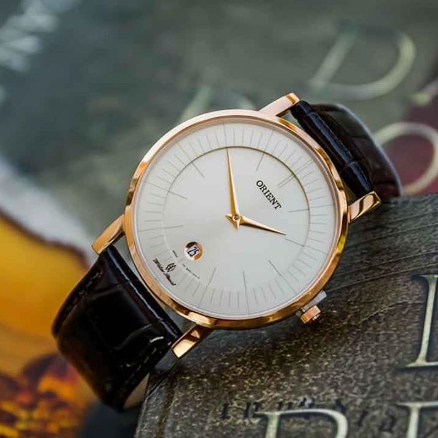 Đồng hồ nam orient fgw0100cw0 siêu mỏng mặt trắng dây da kính shapphire size 38mm fgw0100cw0